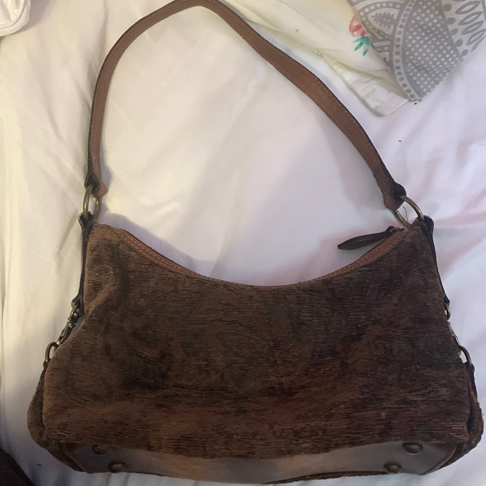 FOSSIL brown woven purse